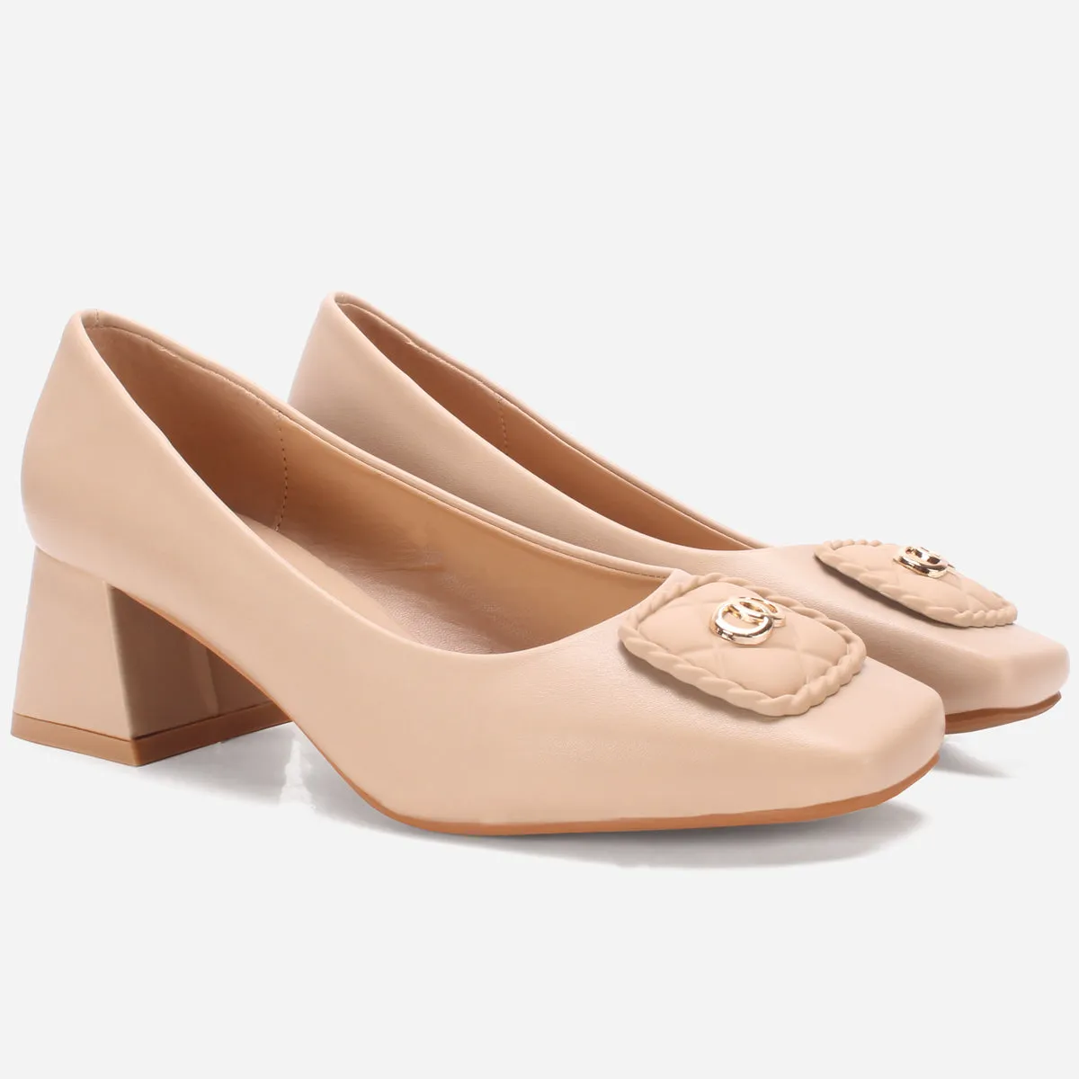 Women's "ARNA" Square Toe Block Heel Courts