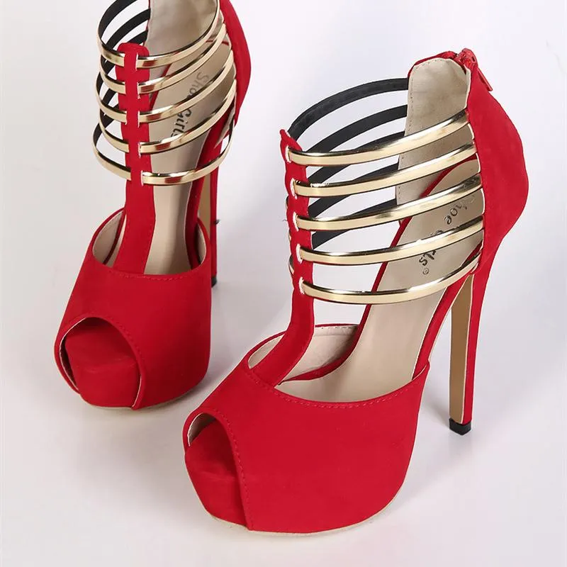 Women's sexy peep toe platform stiletto high heels summer booties
