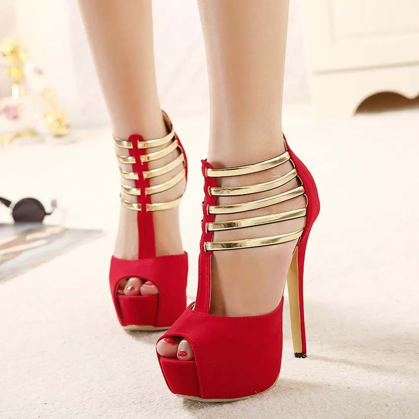 Women's sexy peep toe platform stiletto high heels summer booties