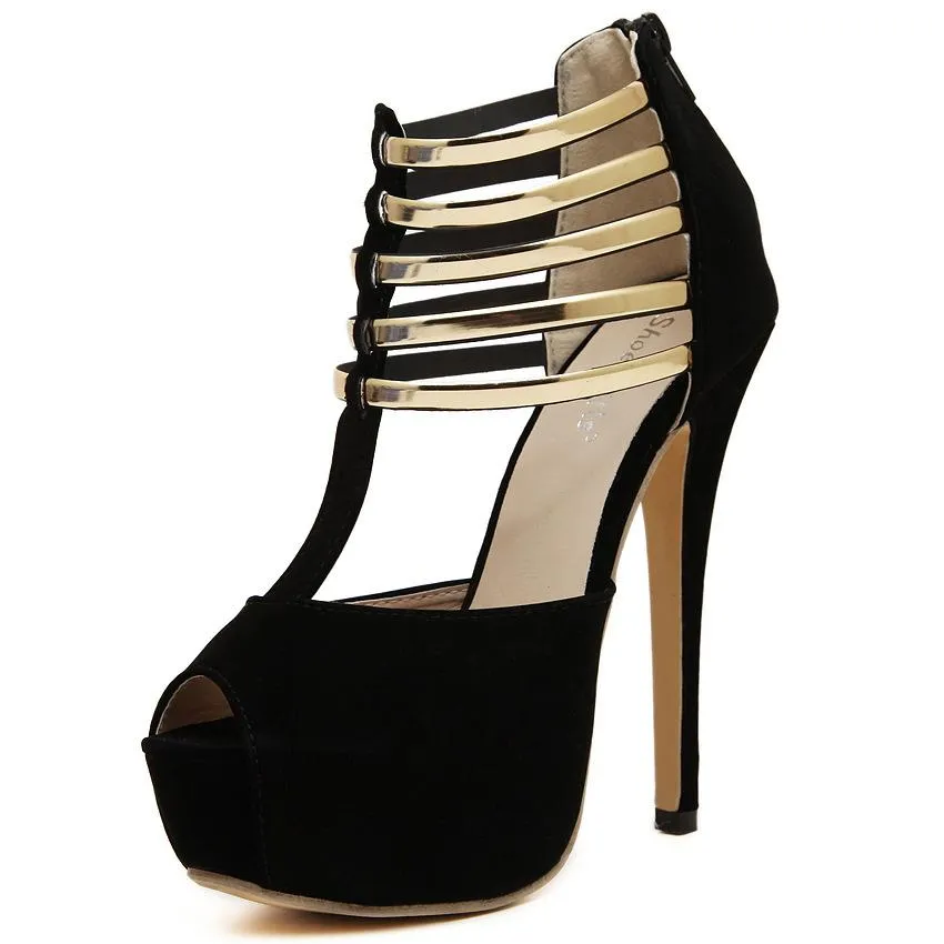 Women's sexy peep toe platform stiletto high heels summer booties
