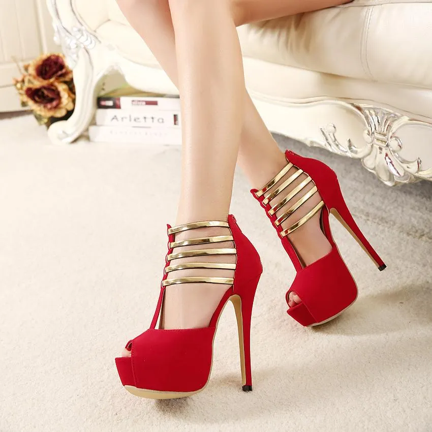 Women's sexy peep toe platform stiletto high heels summer booties