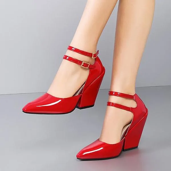 Women's Stylish Commuting Pointed Wedge Mary Jane 63792184S