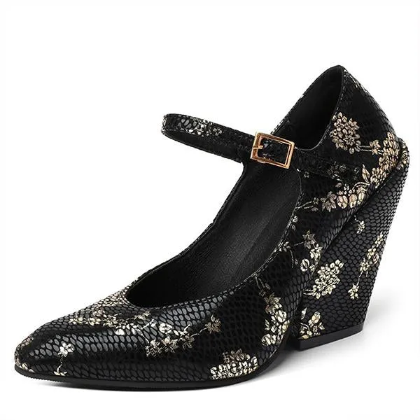 Women's Stylish Commuting Pointed Wedge Mary Jane 63792184S
