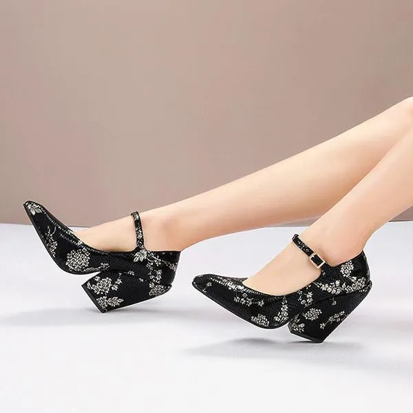Women's Stylish Commuting Pointed Wedge Mary Jane 63792184S