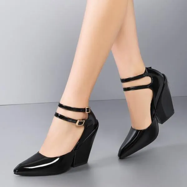Women's Stylish Commuting Pointed Wedge Mary Jane 63792184S