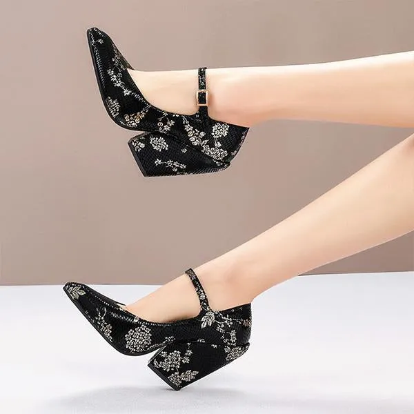 Women's Stylish Commuting Pointed Wedge Mary Jane 63792184S