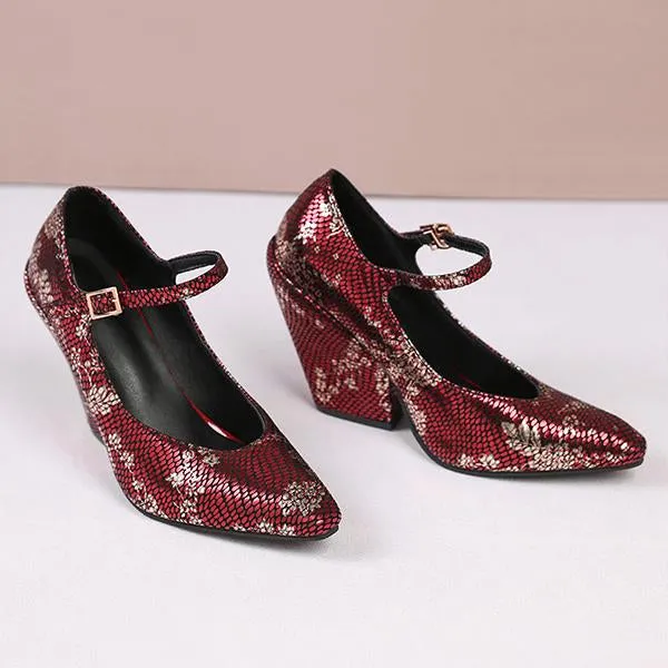 Women's Stylish Commuting Pointed Wedge Mary Jane 63792184S