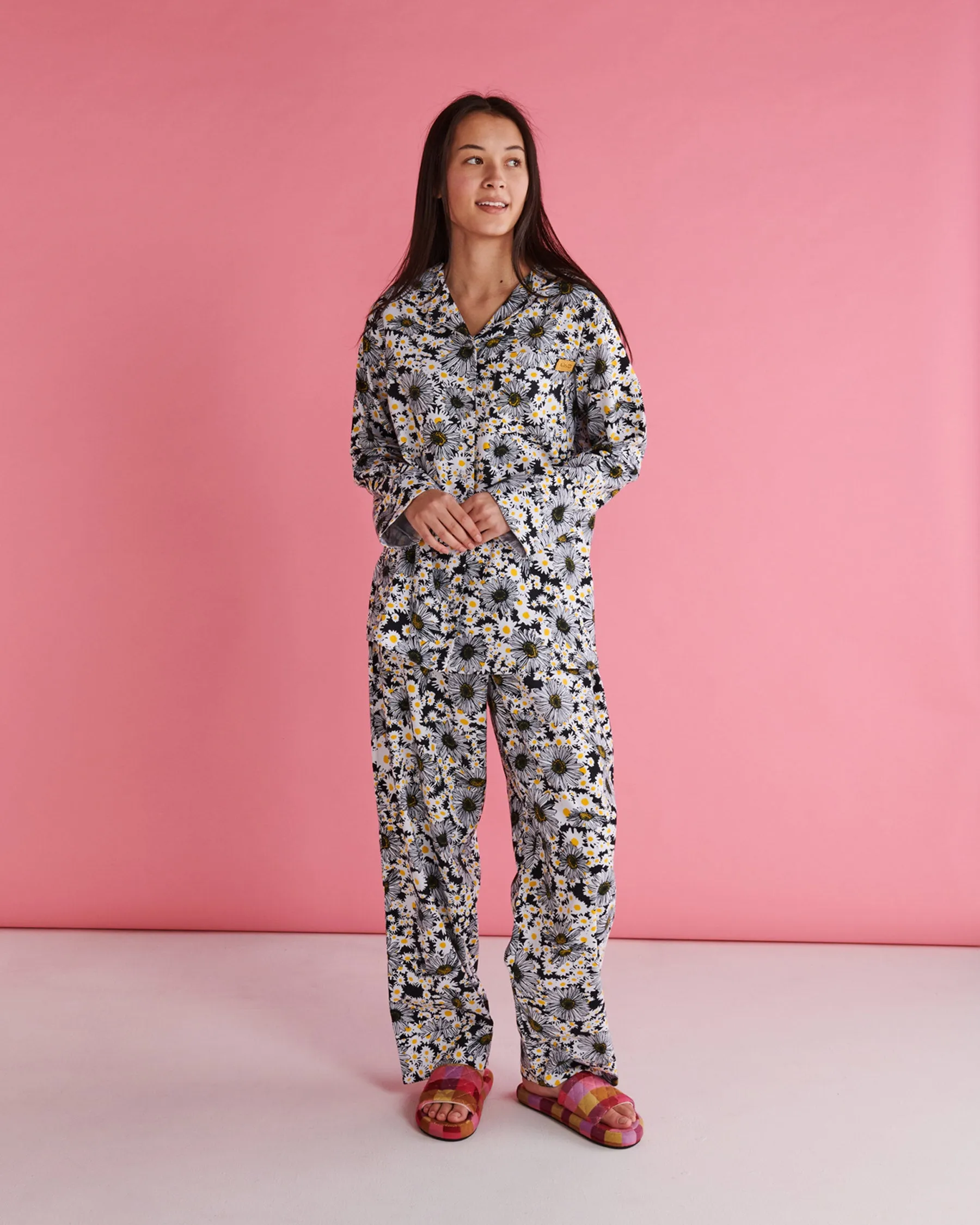 Woodstock Petals Flannelette Adult Long Sleeve Shirt & Pant Pyjama Set