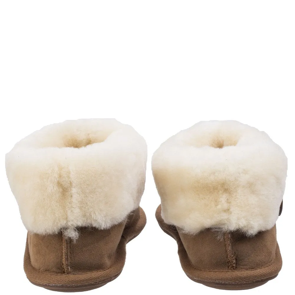 Wotton Sheepskin Bootsie Slippers Chestnut